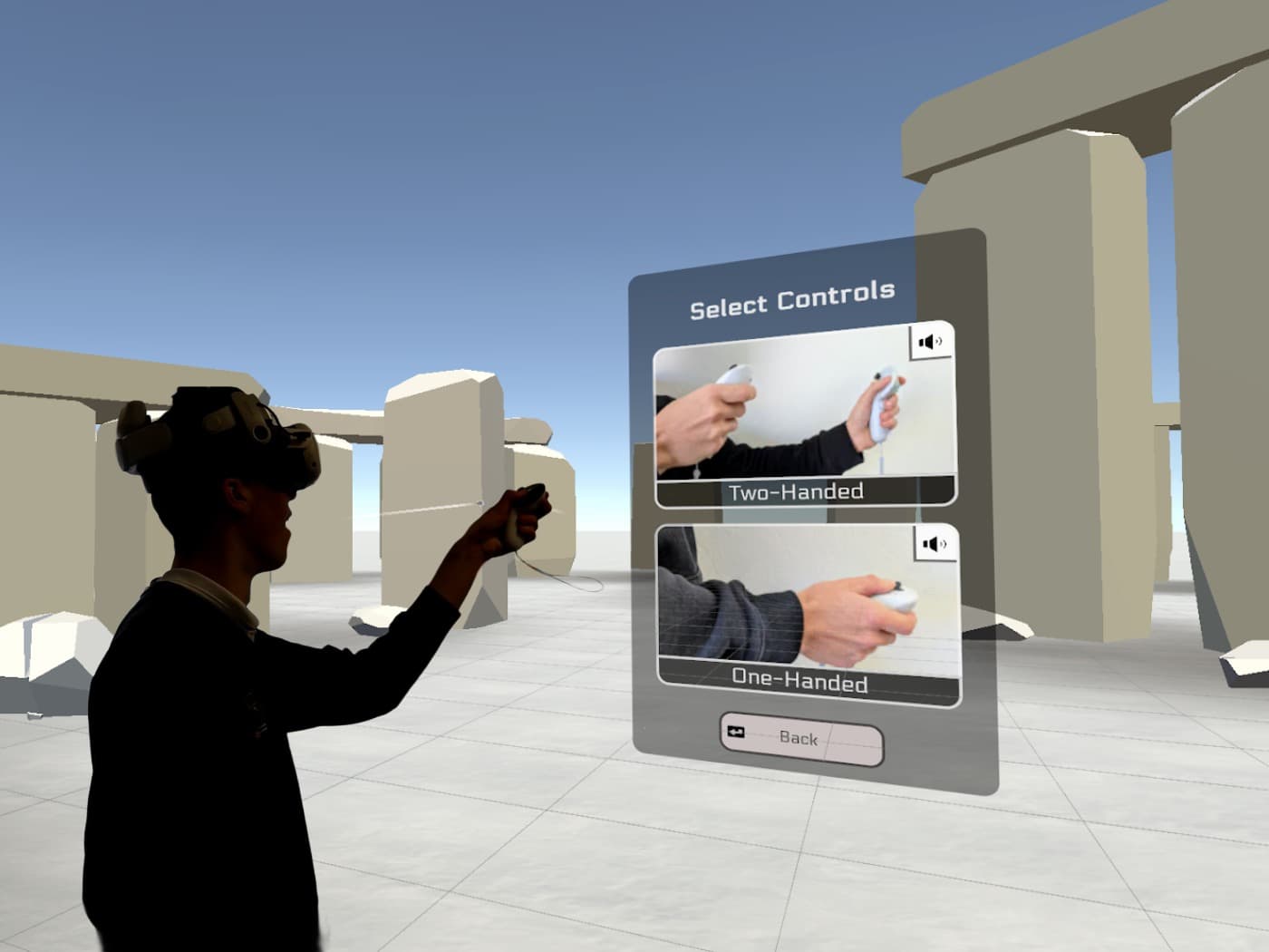 Student using VR headset at Ysgol Y Deri